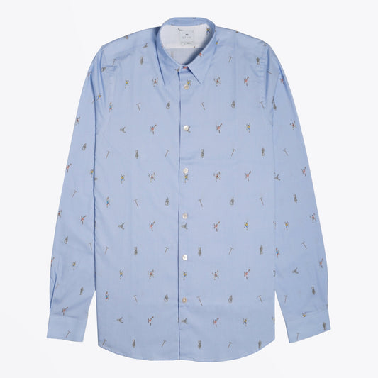 - Tailored 'Climbing Rope' Shirt - Light Blue