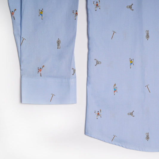 - Tailored 'Climbing Rope' Shirt - Light Blue