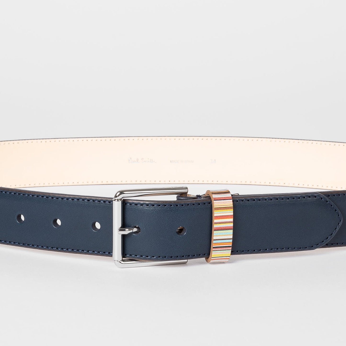 Leather 'Signature Stripe' Belt - Blue/Navy