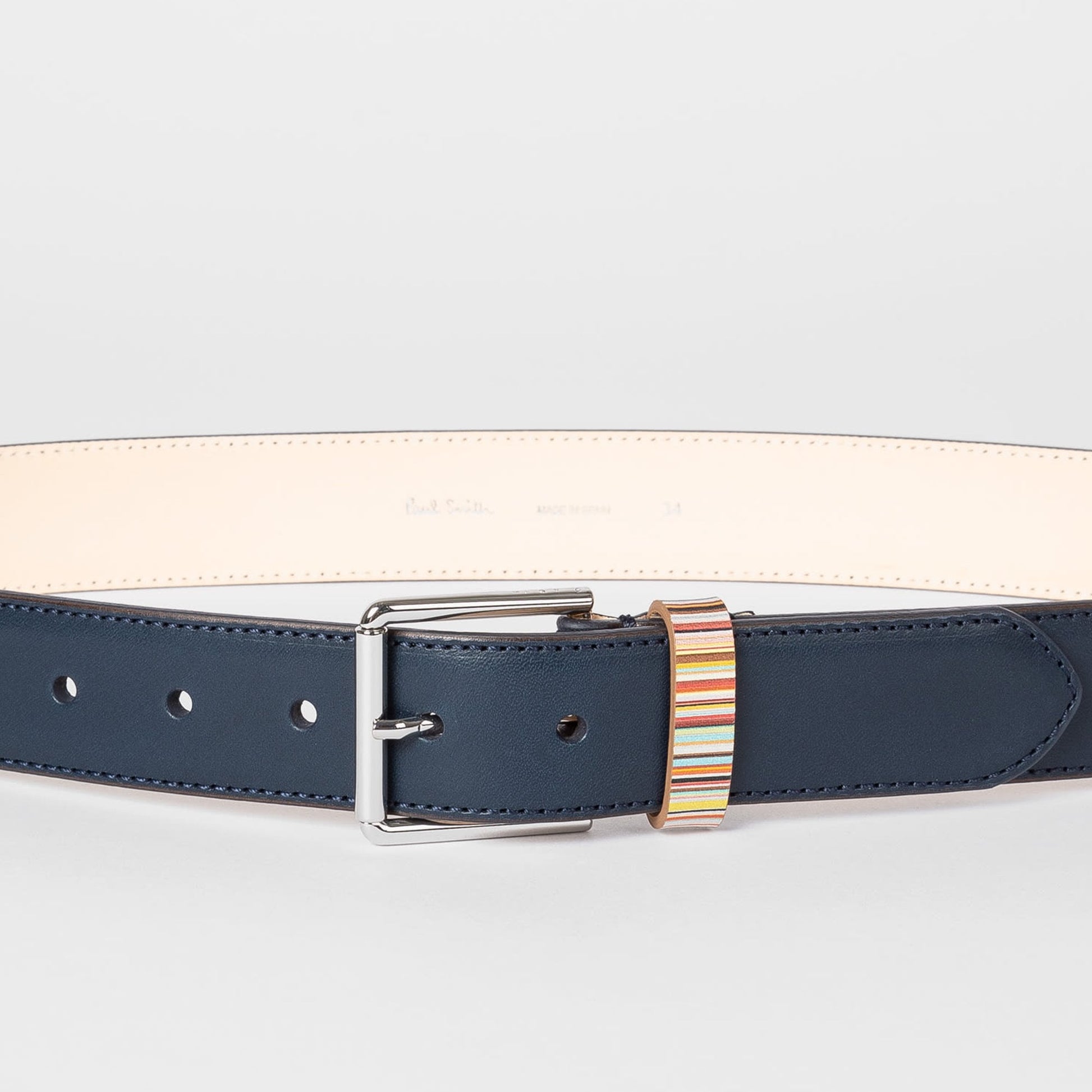 Paul Leather 'Signature Stripe' Belt - Blue/Navy