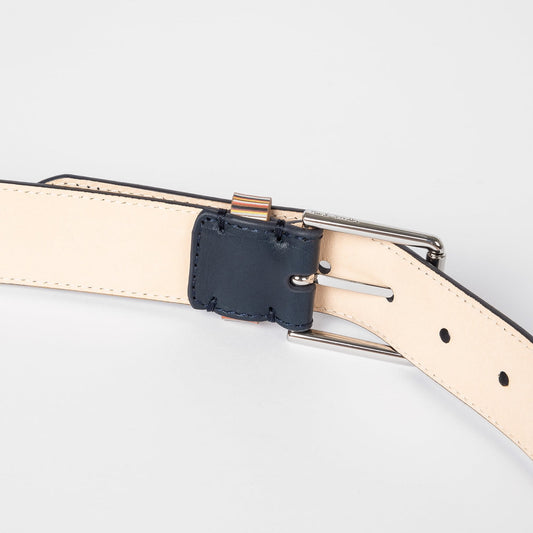 Leather 'Signature Stripe' Belt - Blue/Navy