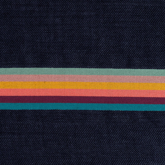 - Bold Stripe Scarf - Navy