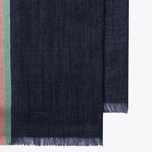 - Bold Stripe Scarf - Navy
