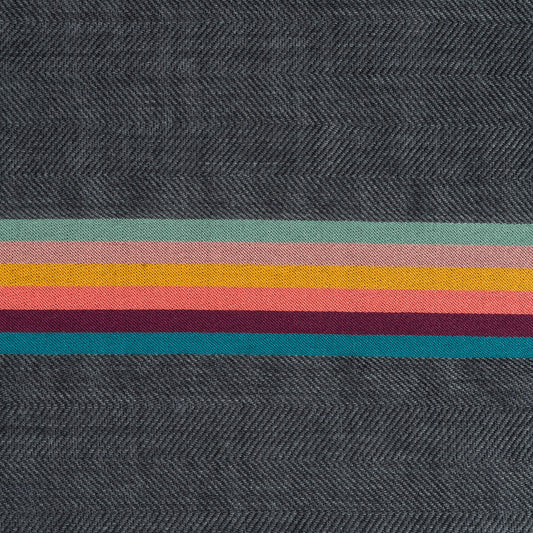 - Bold Stripe Scarf - Grey