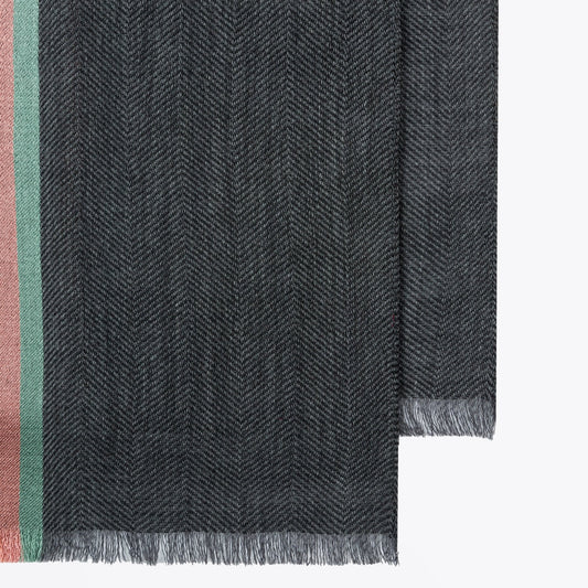 - Bold Stripe Scarf - Grey