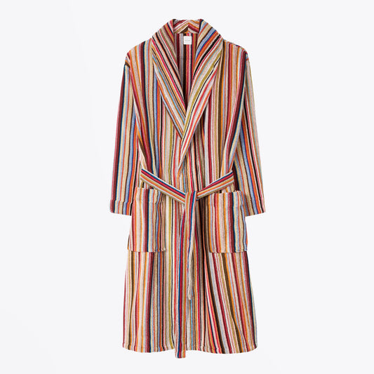 - Signature Stripe Towelling Dressing Gown - Multi