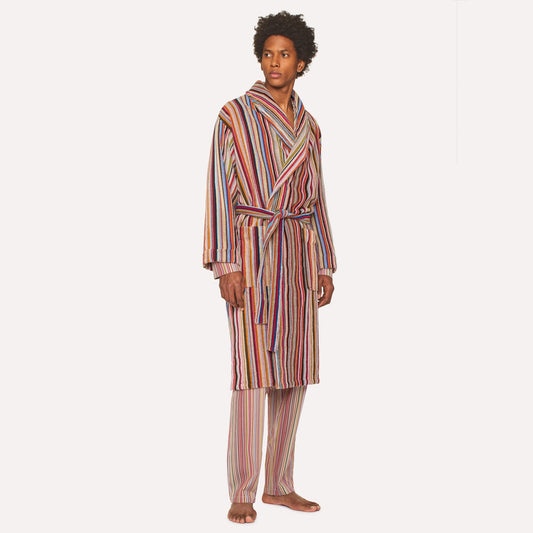 - Signature Stripe Towelling Dressing Gown - Multi