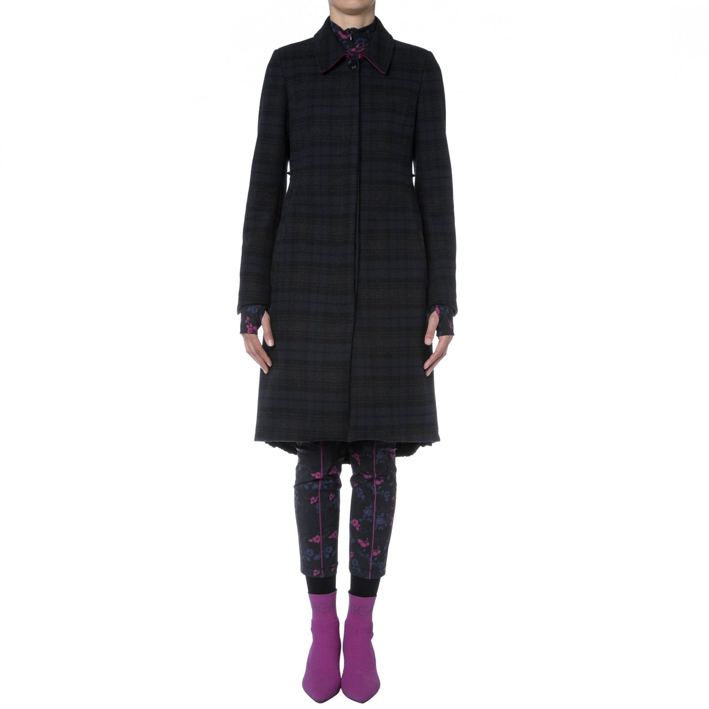 - Embrace - Technical Checked Coat - Black/Navy