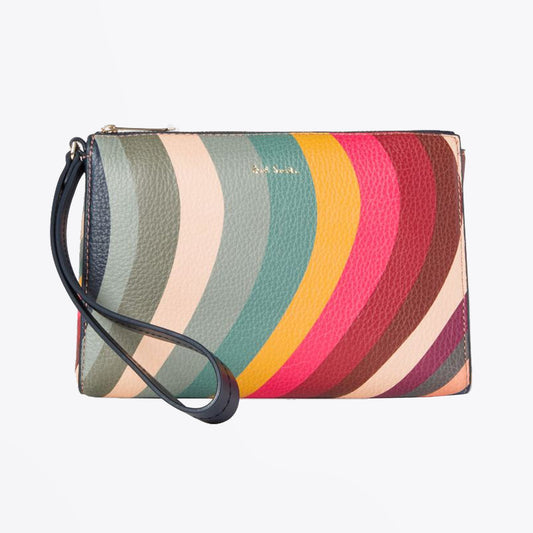 Leather Swirl Zip Wristlet Pouch - Multi