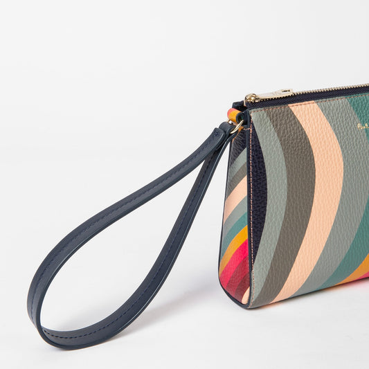 Leather Swirl Zip Wristlet Pouch - Multi