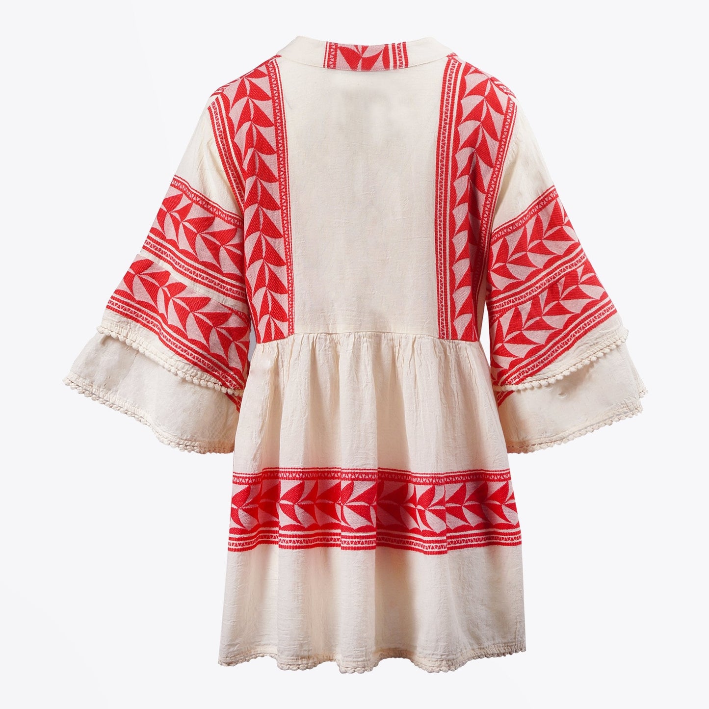 - Embroidered Aztec Blouse - Red
