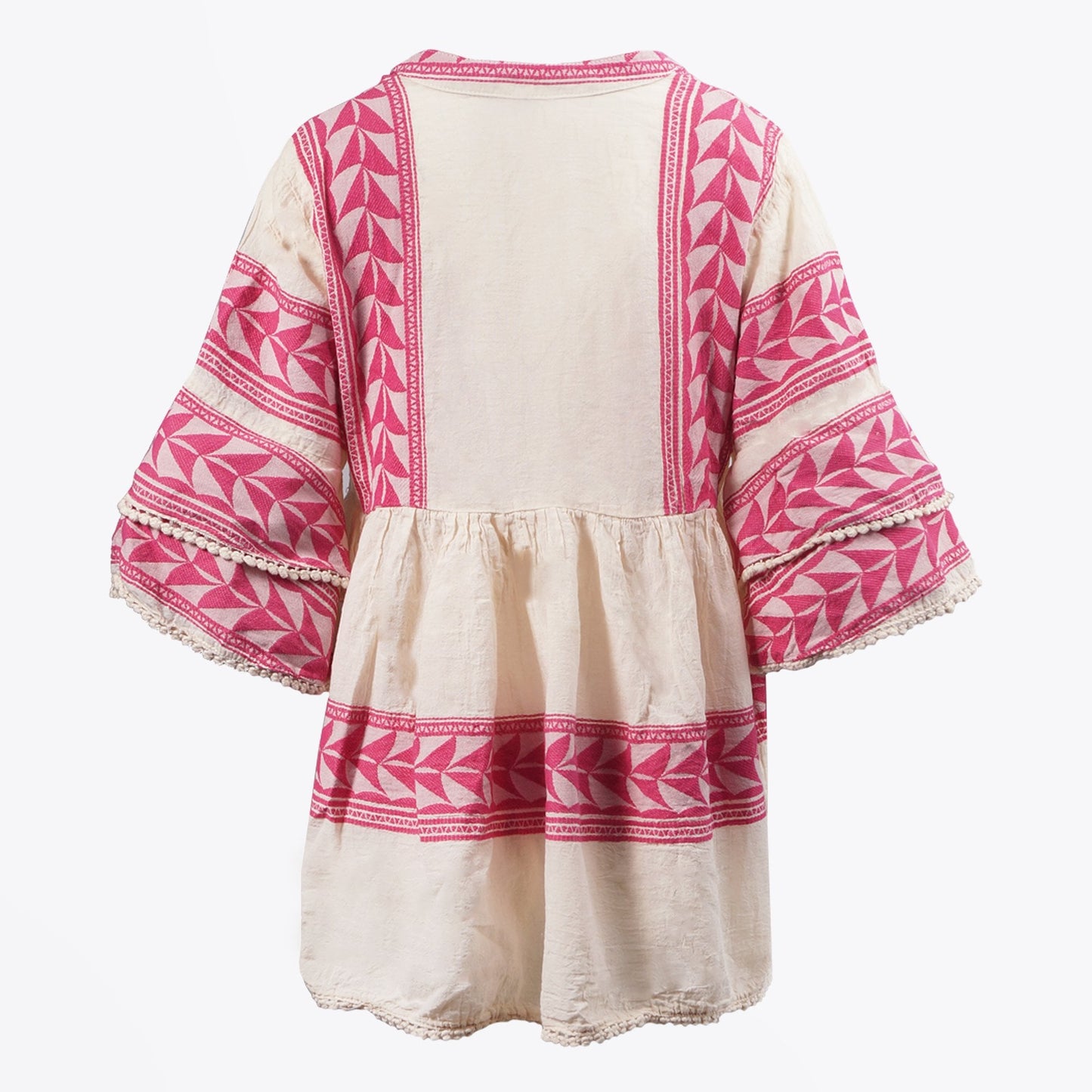 - Embroidered Aztec Blouse - Pink