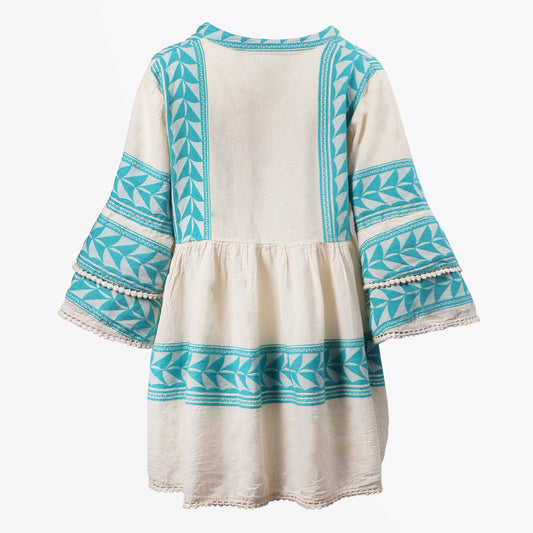 - Embroidered Aztec Blouse - Teal