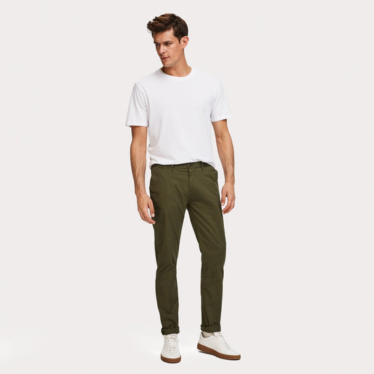 - Stuart - Stretch Cotton Chino - Military Green