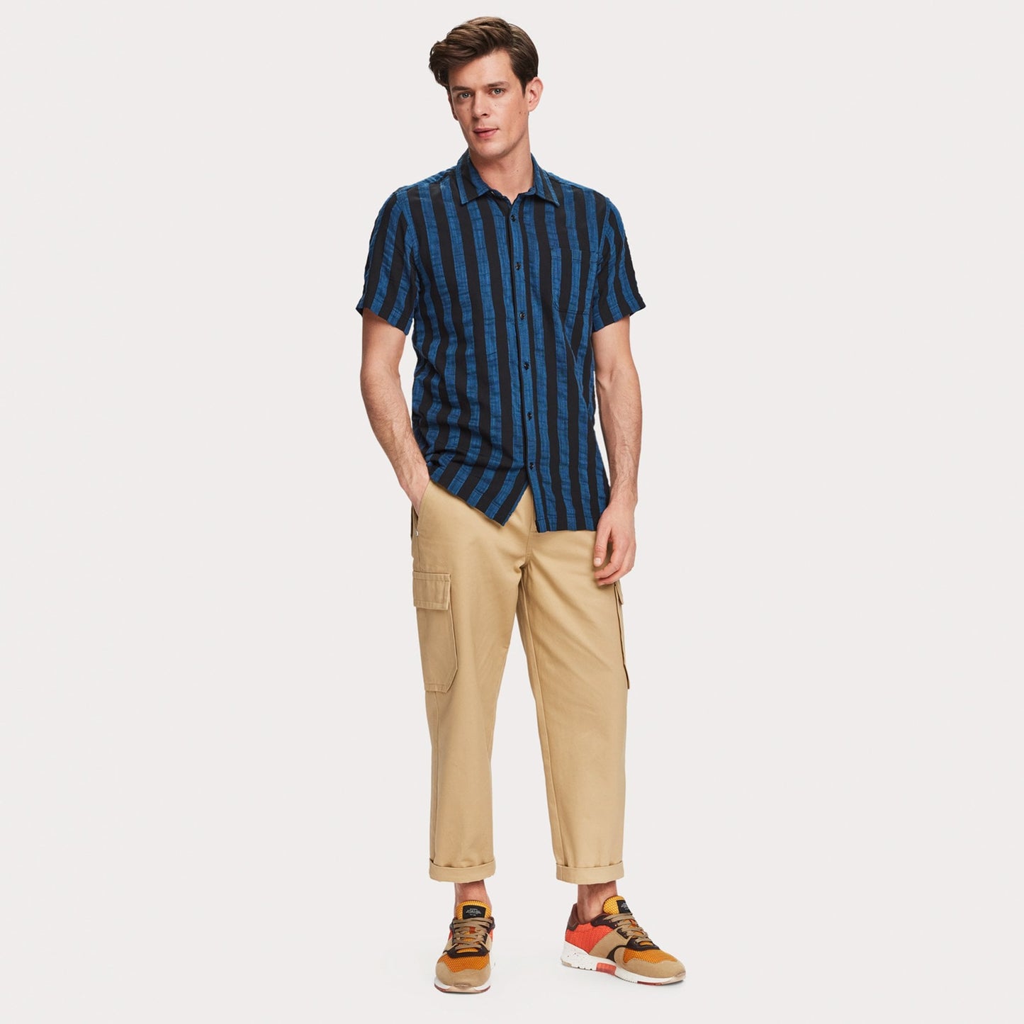 - Striped Short Sleeve Shirt - Blue/Black