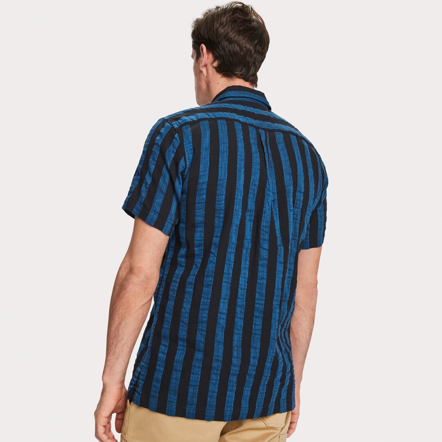 - Striped Short Sleeve Shirt - Blue/Black