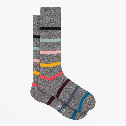 - Owl 'Artist' Striped Socks - Grey/Black