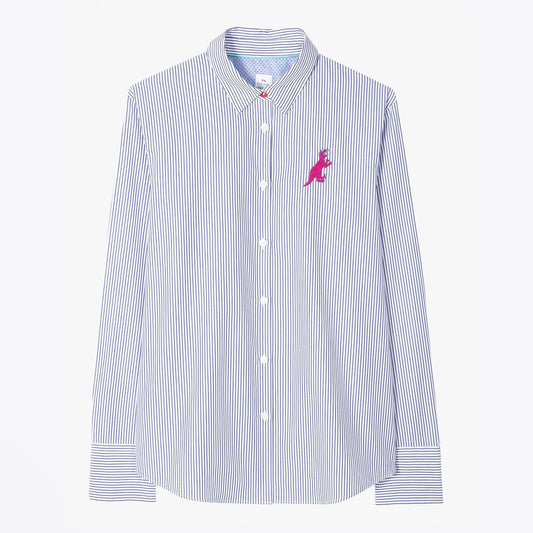 - Cotton Stripe 'Dino' Shirt - Blue/White