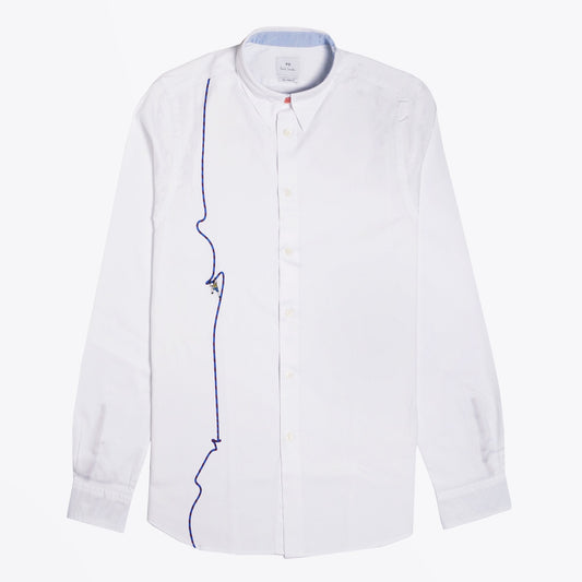 - Embroidered 'Climbing Rope' Shirt - White