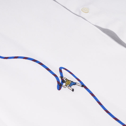 - Embroidered 'Climbing Rope' Shirt - White