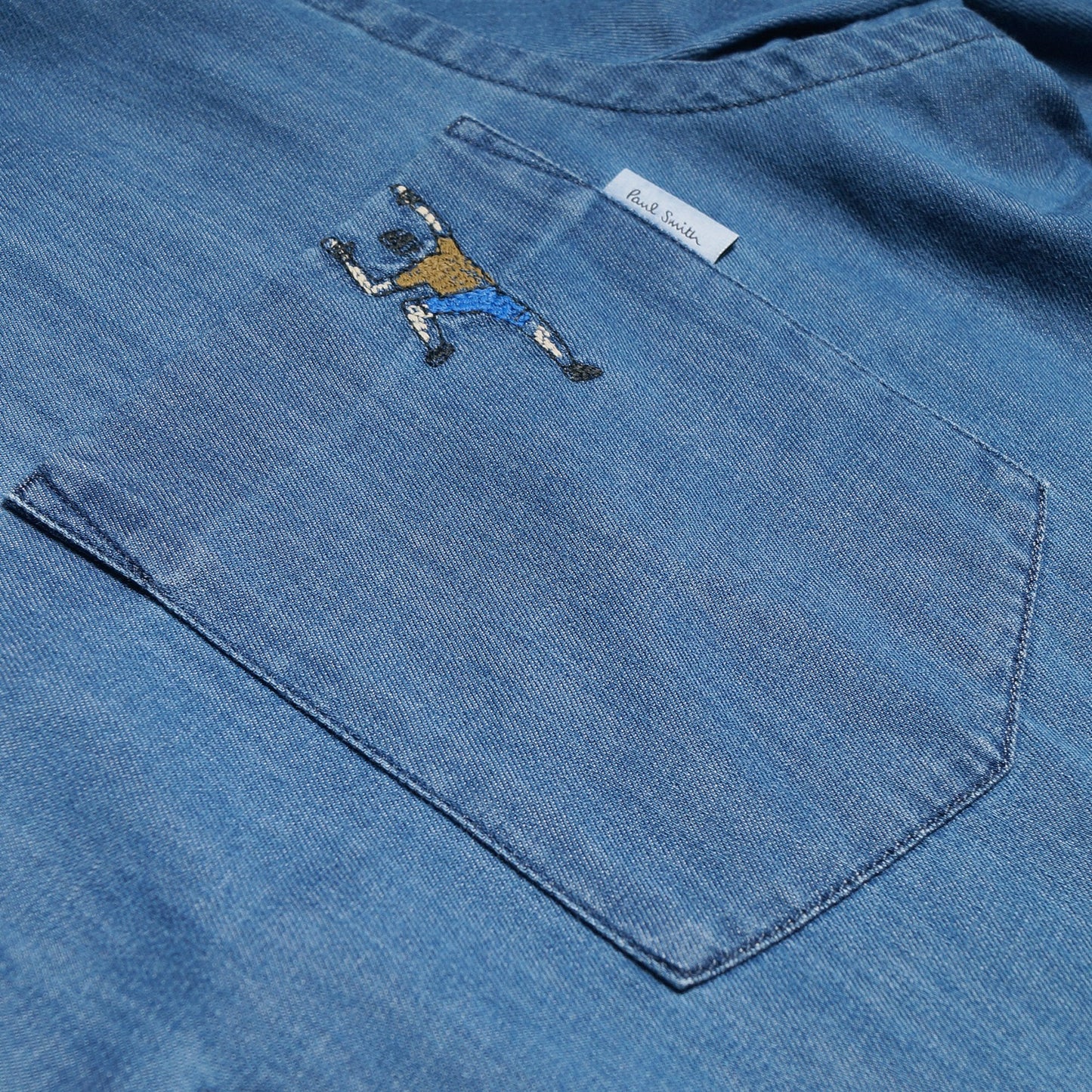 - Denim Shirt With Embroidered 'Climber' - Blue
