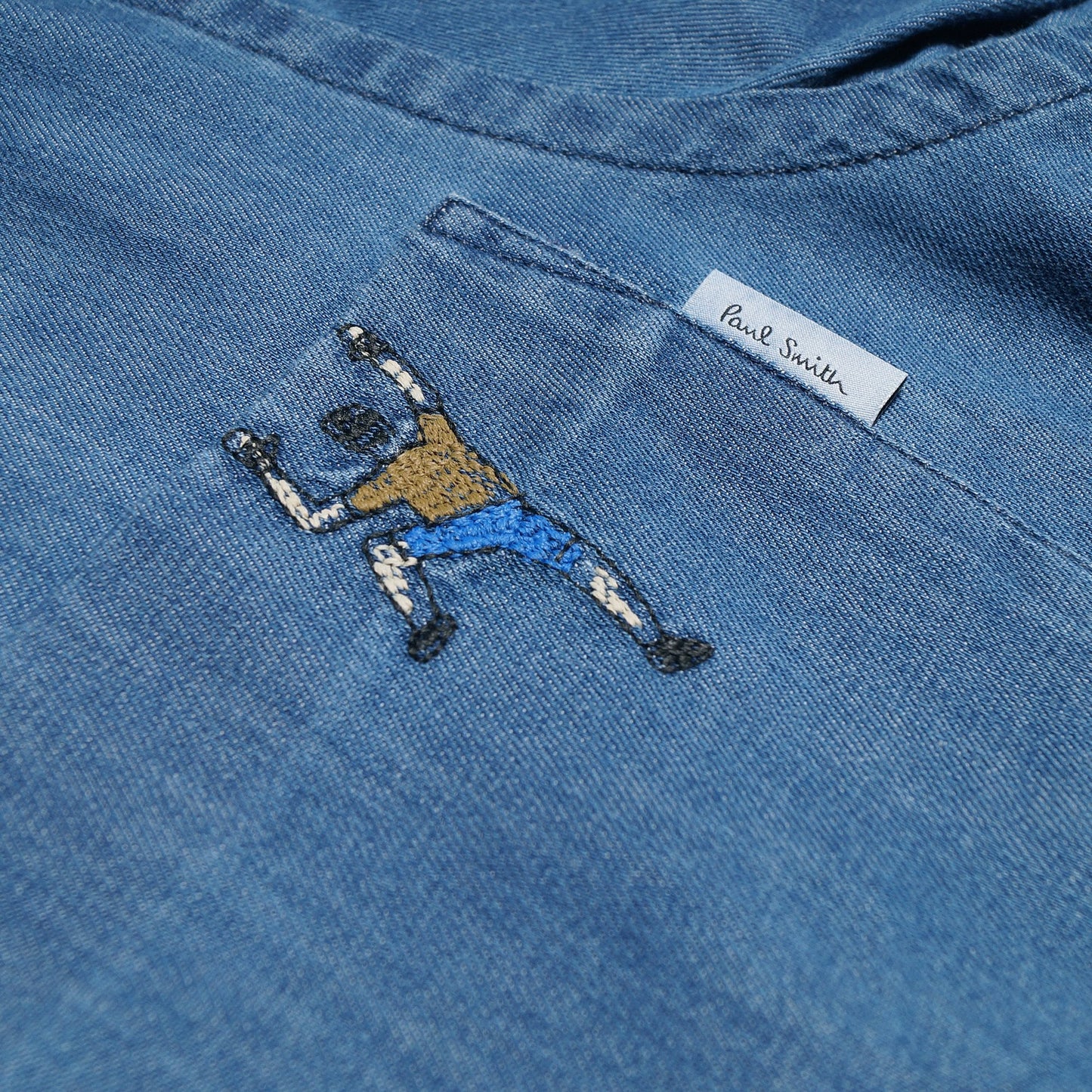 - Denim Shirt With Embroidered 'Climber' - Blue