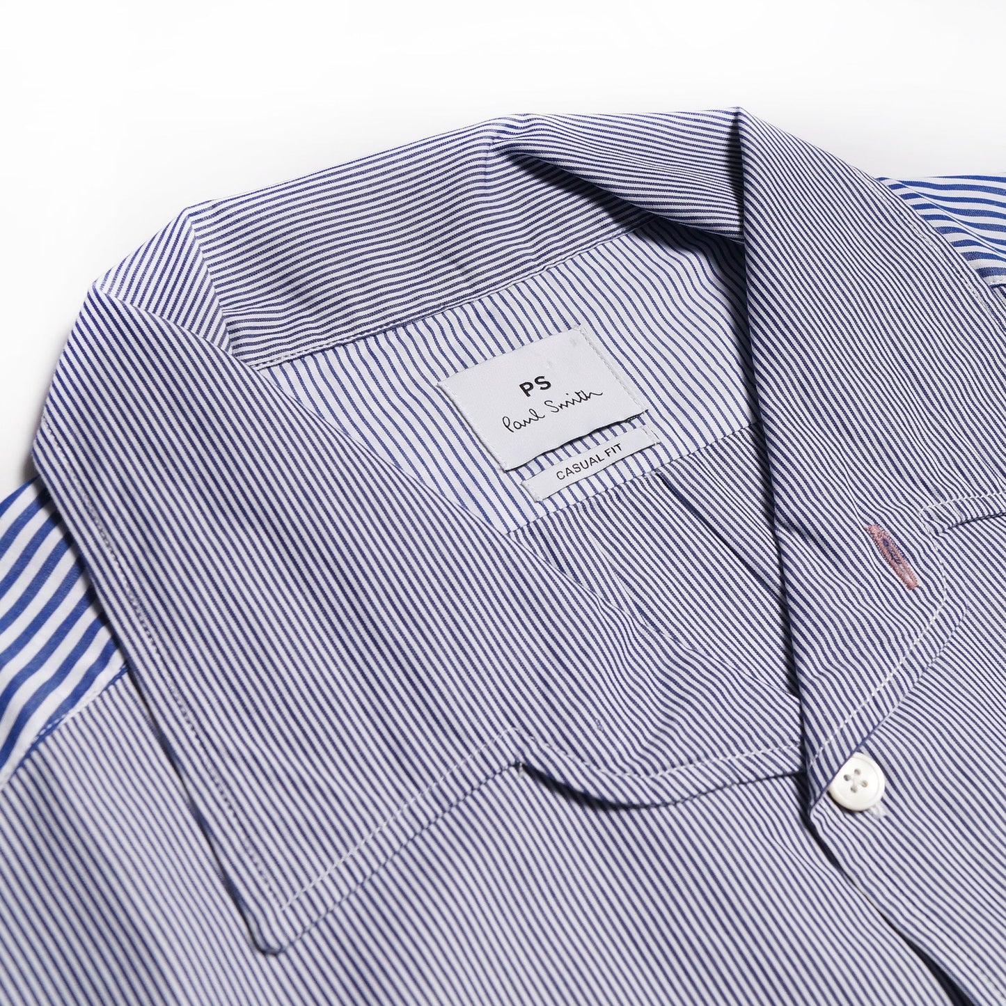- Casual Fit Stripe Pocket Shirt - Blue/White