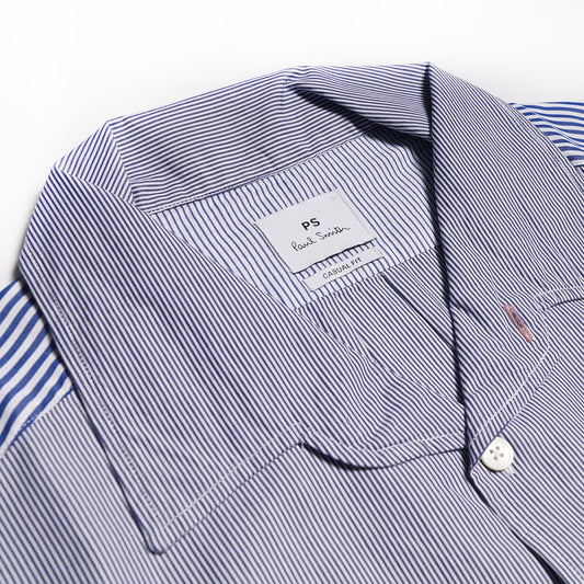 - Casual Fit Stripe Pocket Shirt - Blue/White