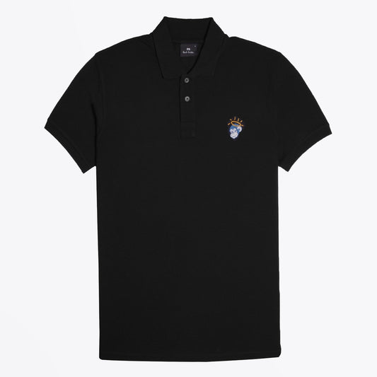 - Cotton 'Angel Monkey' Polo Shirt - Black
