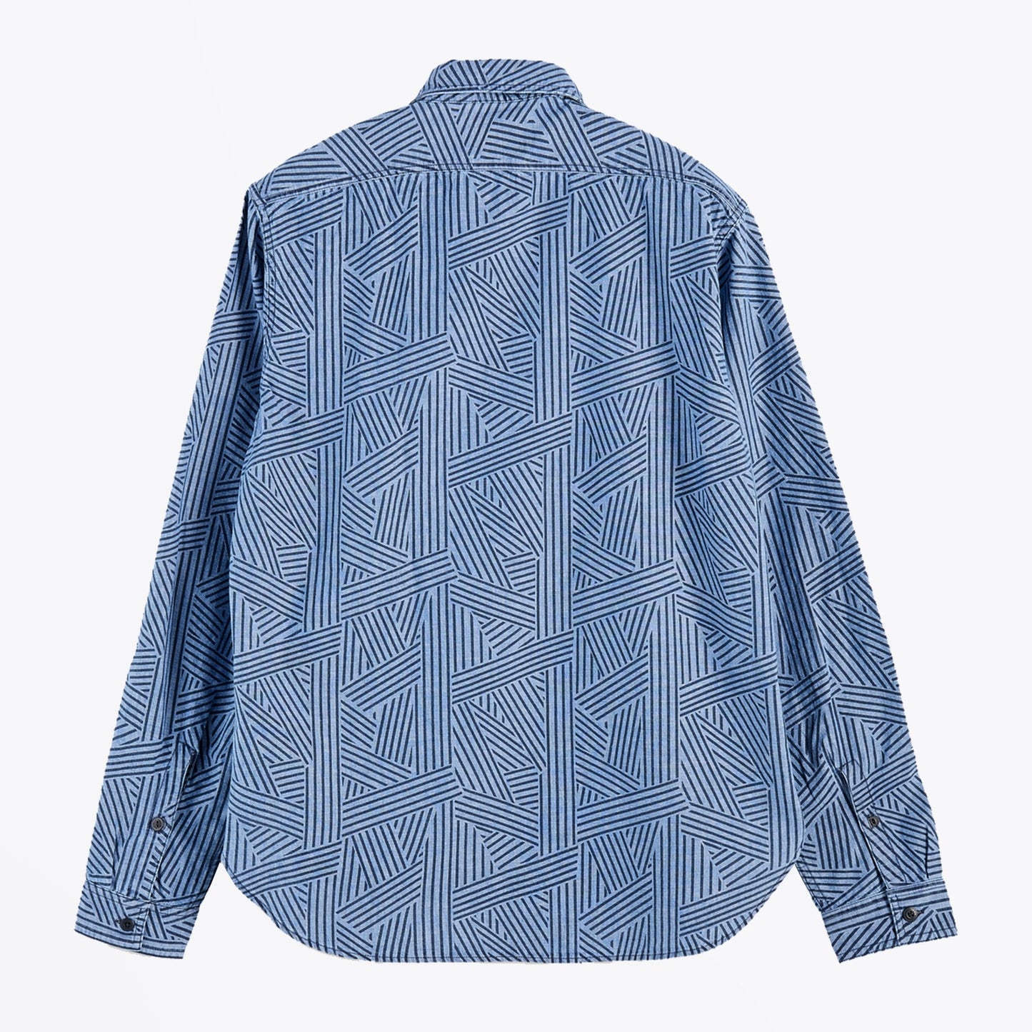 - Cotton Chambray Workwear Shirt - Blue