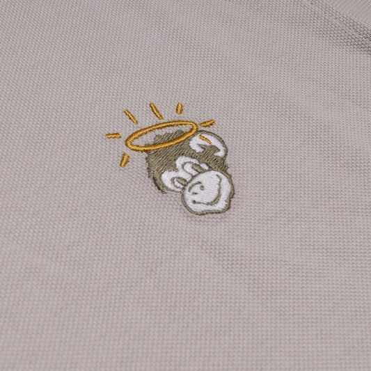 - Cotton 'Angel Monkey' Polo Shirt - Grey