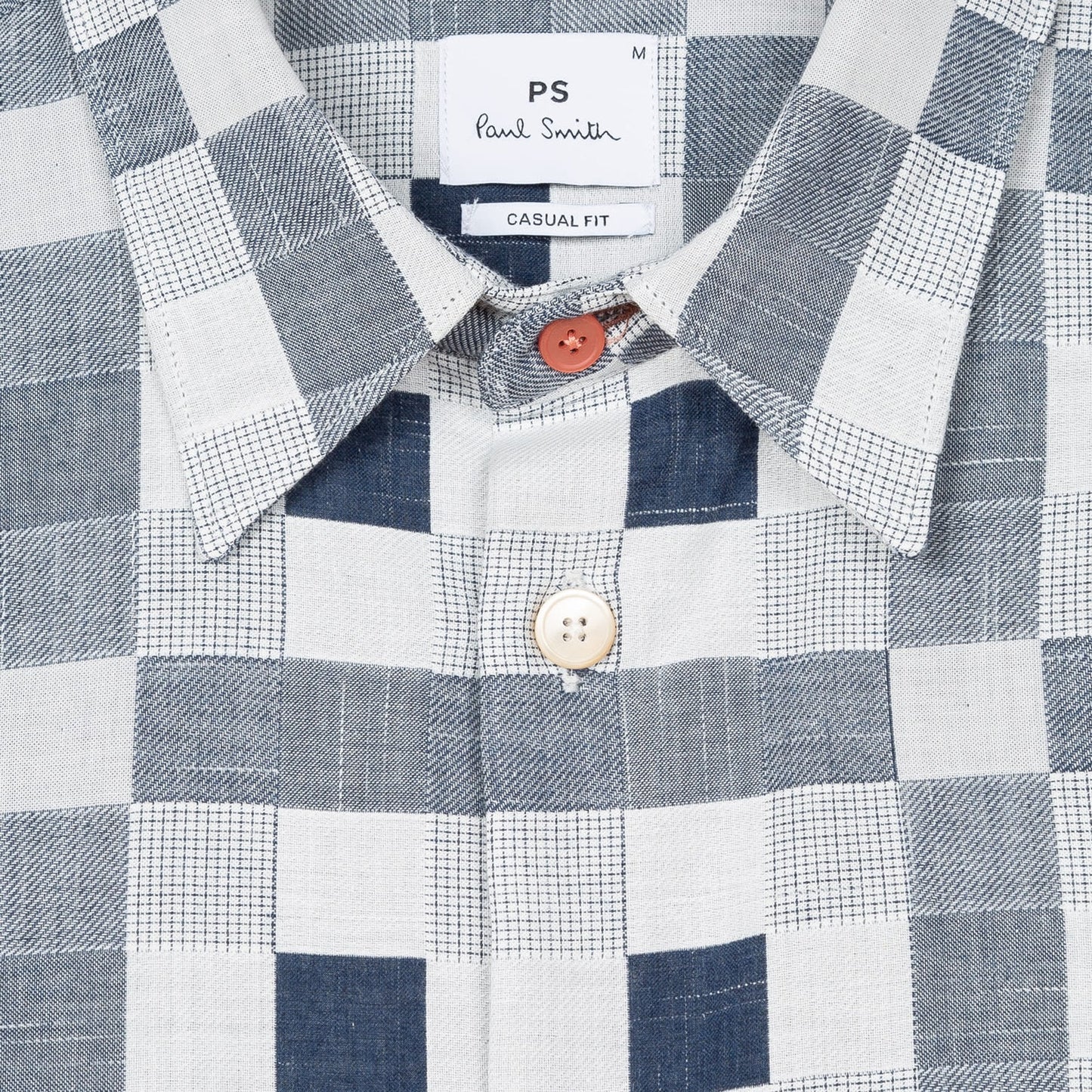 - Patchwork Check Shirt - White/Navy