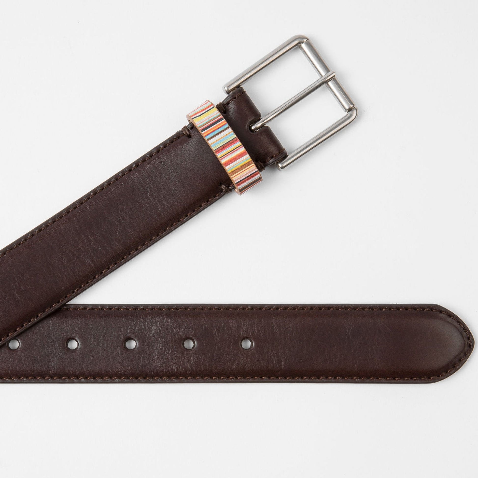Paul Leather 'Signature Stripe' Belt - Brown