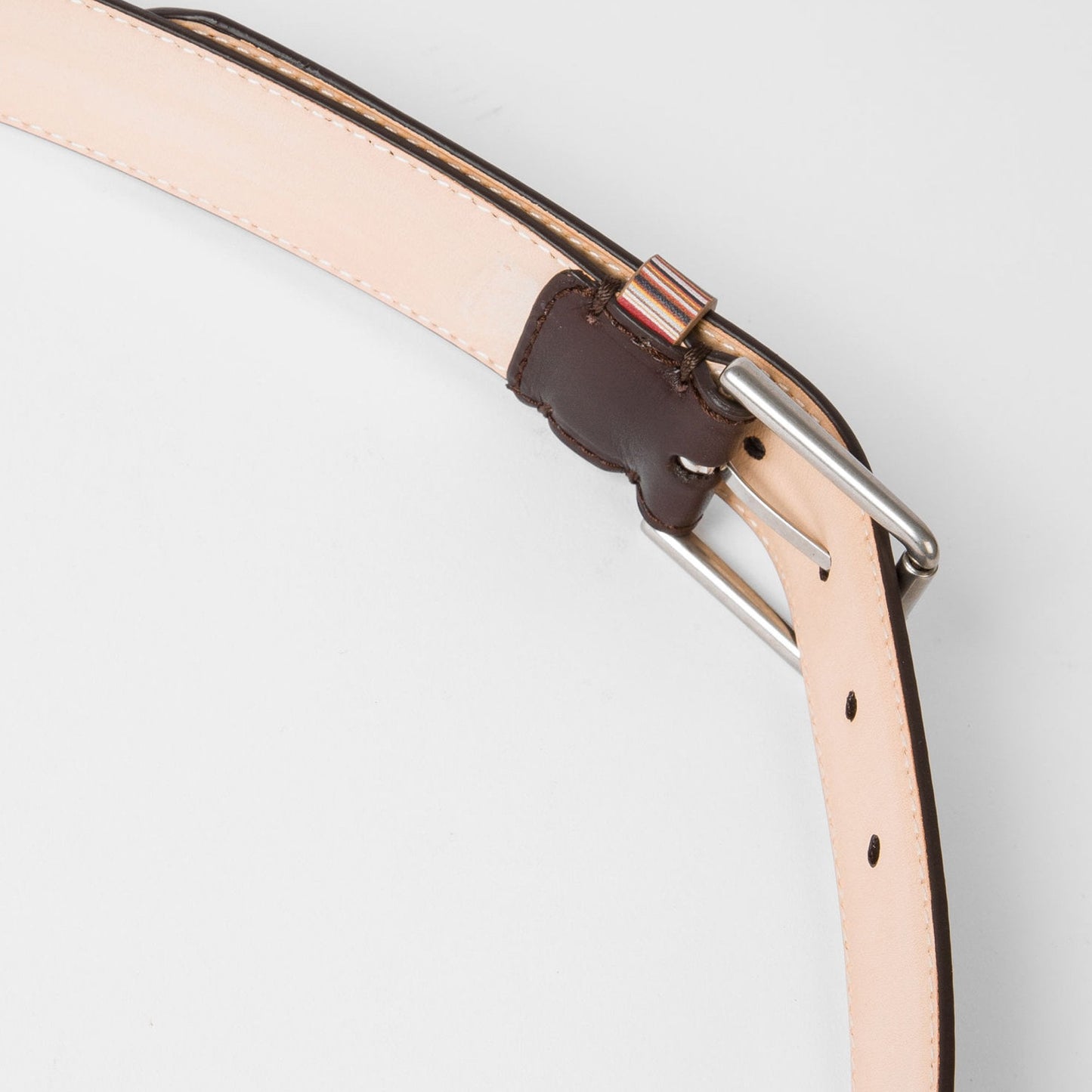 Leather 'Signature Stripe' Belt - Brown