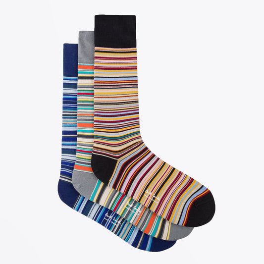 - Three Pack Multi-Stripe Socks