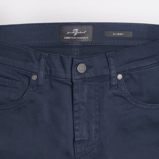 - Slimmy Luxe Sateen Trousers - Dark Blue