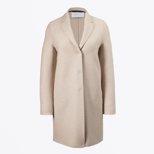 - Pressed Wool Cocoon Coat - Almond