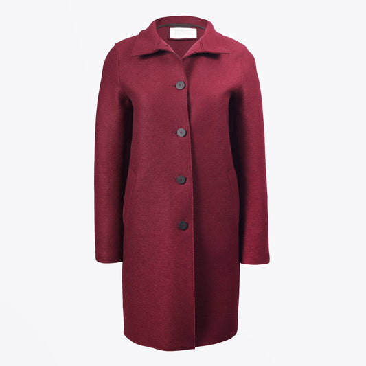 - Pressed Wool Egg-Shaped Coat - Berry