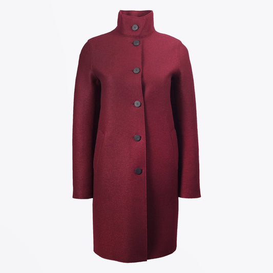 - Pressed Wool Egg-Shaped Coat - Berry