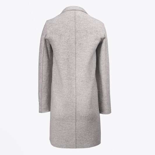 - Boiled Wool Button-Up Boxy Coat - Pale Grey