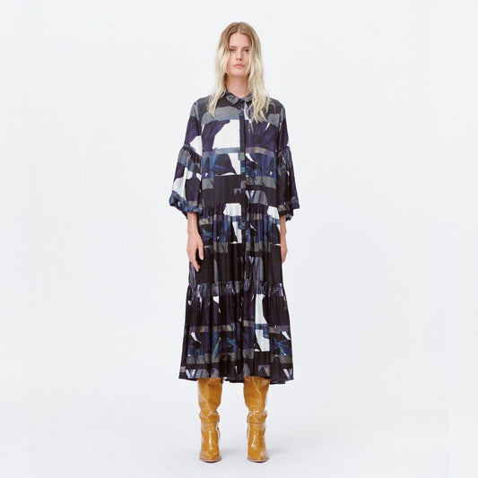 Lately - Printed Maxi Dress - Blue/Black