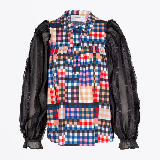Lima - Checked Blouse - Multi/Black