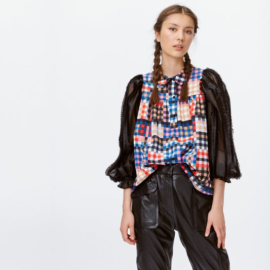Lima - Checked Blouse - Multi/Black