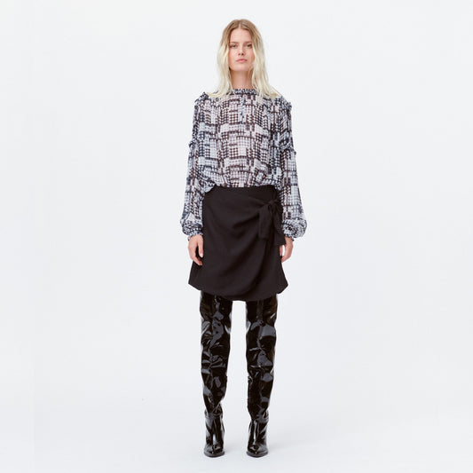 Lazulis - Ruffle Check Top - Grey