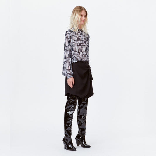 Lazulis - Ruffle Check Top - Grey