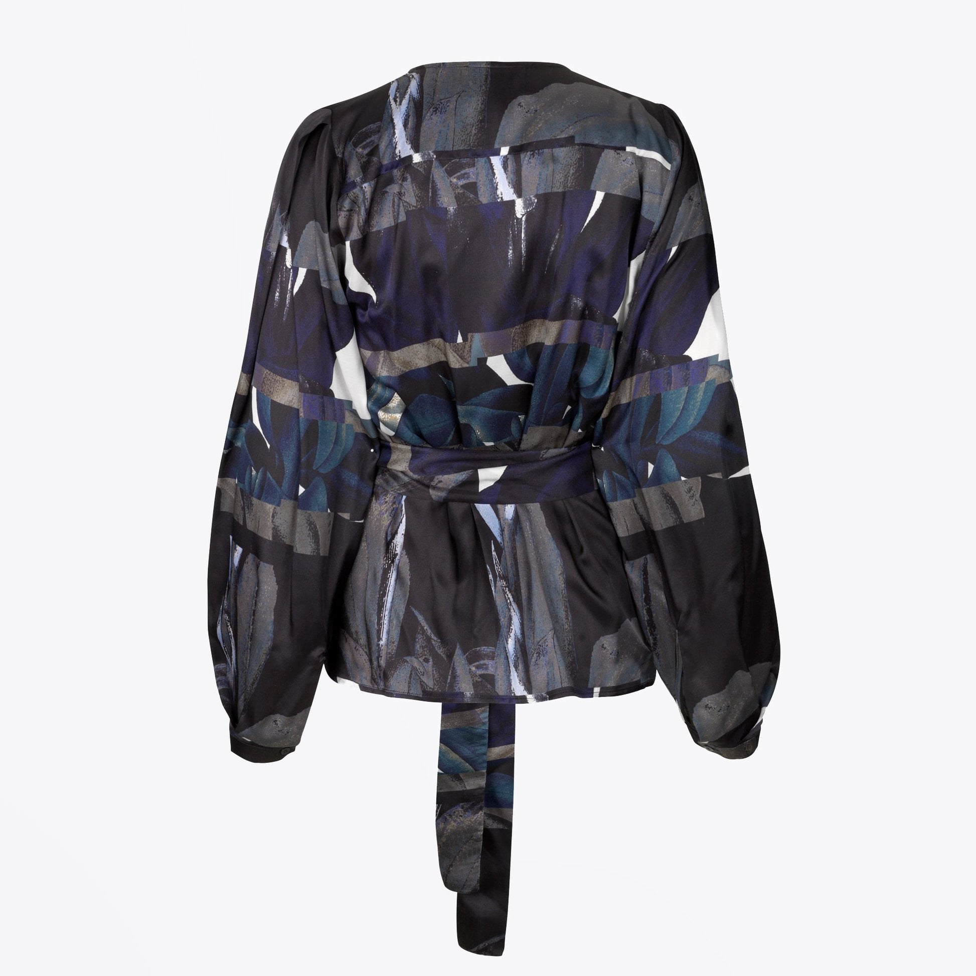 Munthe Lettuce - Printed Wrap Blouse - Blue/Black