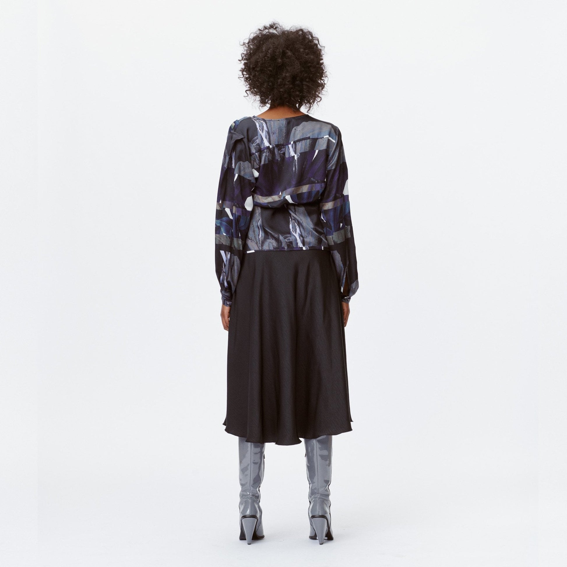Munthe Lettuce - Printed Wrap Blouse - Blue/Black
