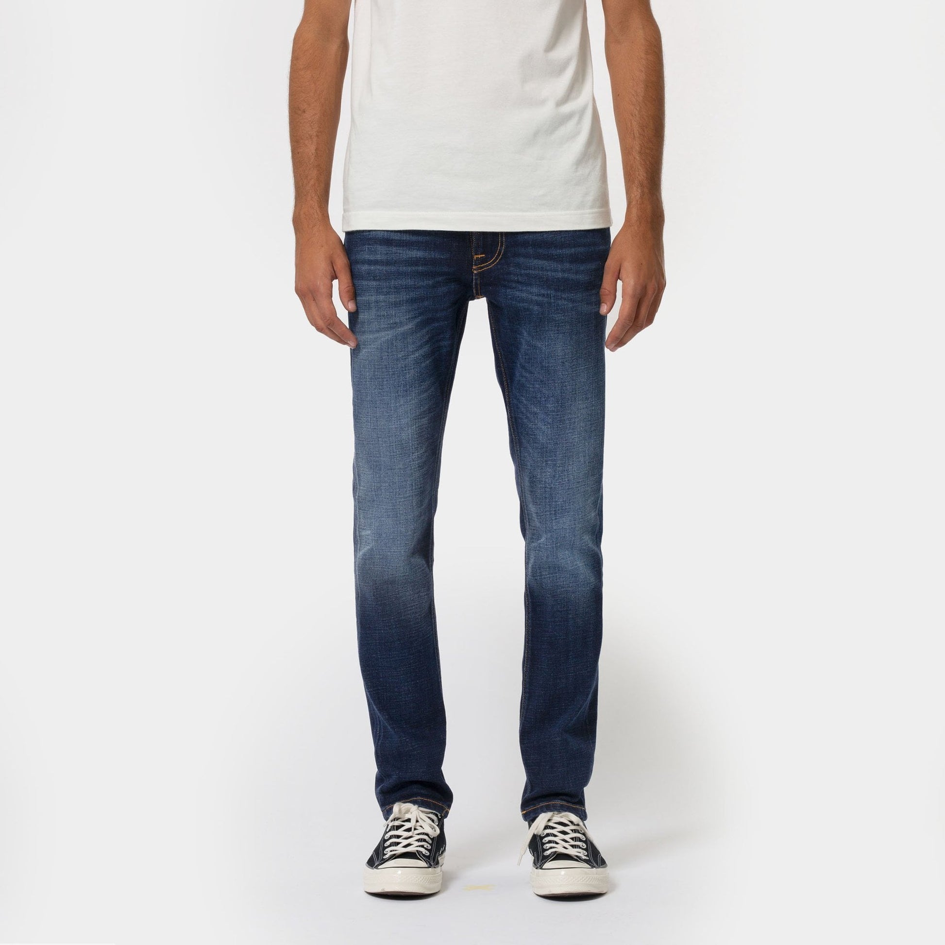 Nudie Lean Dean - Dark Deep Worn Jeans - Indigo Blue
