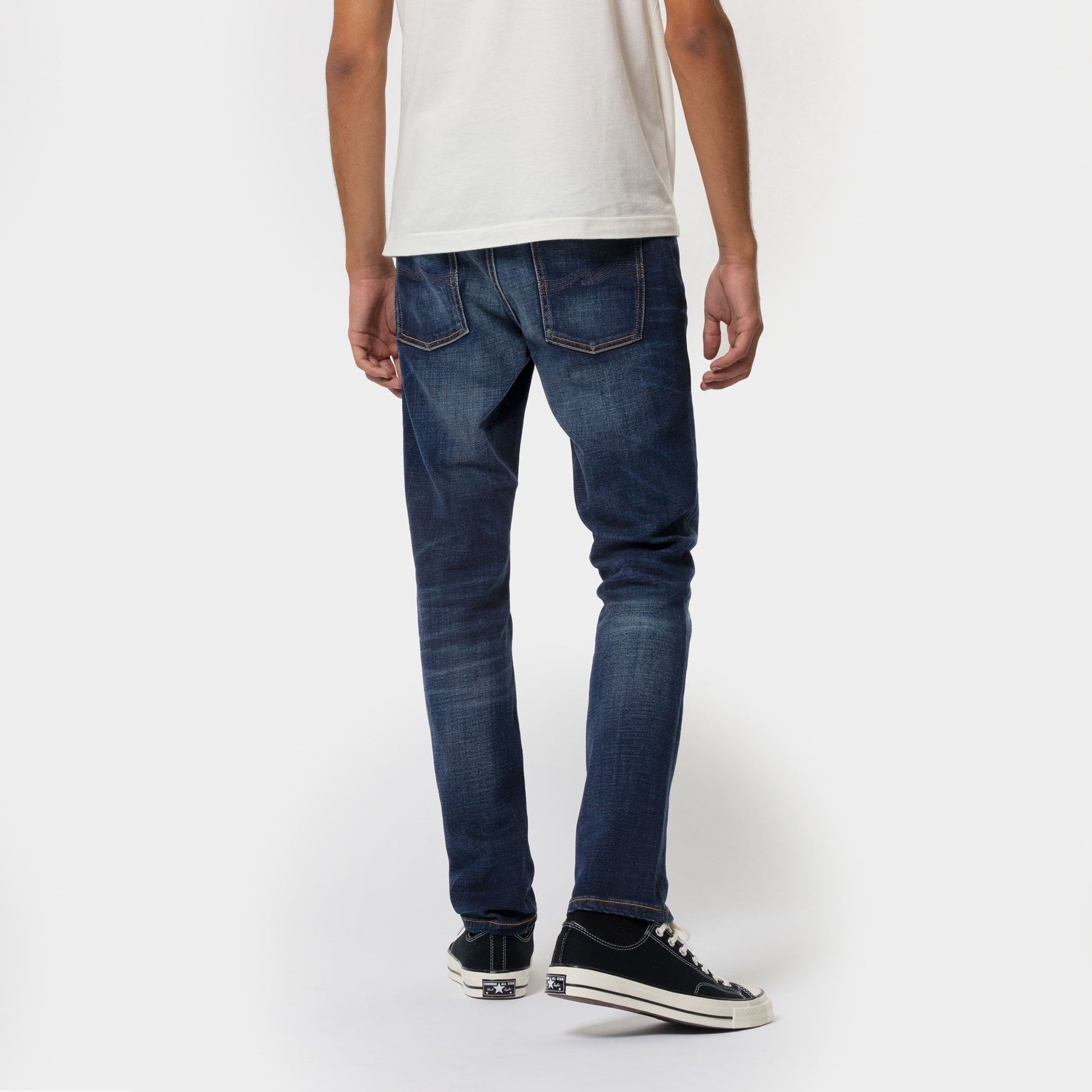 Nudie Lean Dean - Dark Deep Worn Jeans - Indigo Blue
