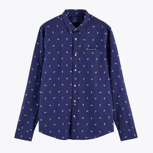 - Embroidered Pocket Shirt - Navy